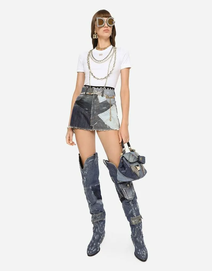 Dolce and Gabbana Denim Women Patchwork Denim Miniskirt Multicolor Dolce and Gabbana Denim Women Patchwork Denim Miniskirt Multicolor