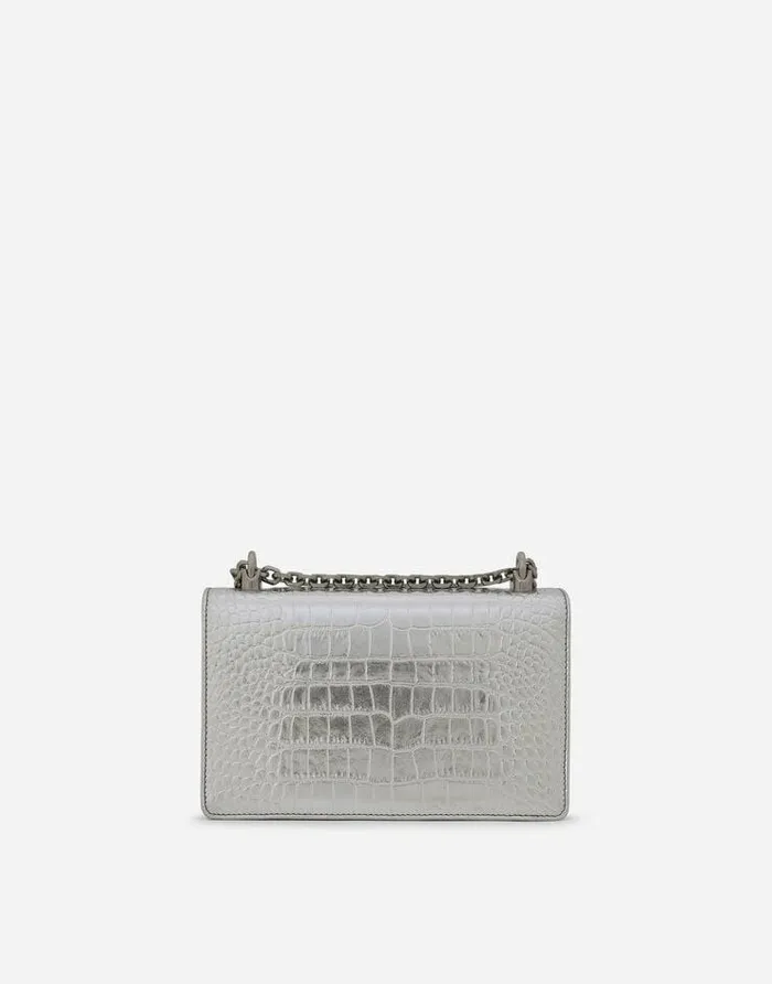 Dolce and Gabbana DG Girls Women Foiled Crocodileprint Calfskin DG Girls Bag Silver Dolce and Gabbana DG Girls Women Foiled Crocodileprint Calfskin DG Girls Bag Silver