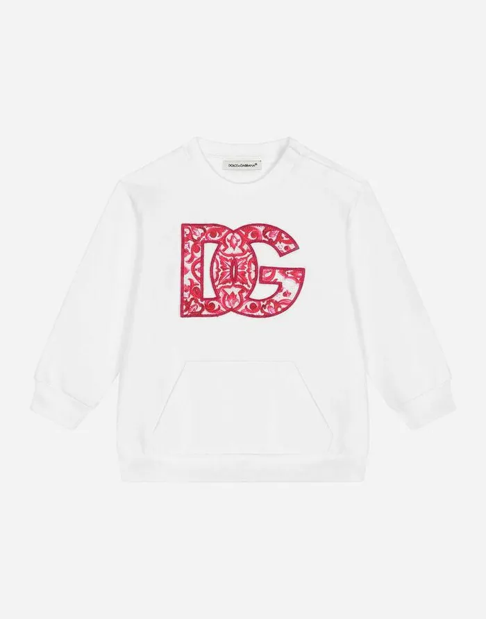 Dolce and Gabbana Dresses Children Longsleeved Jersey Dress With Majolica Patch White Dolce and Gabbana Dresses Children Longsleeved Jersey Dress With Majolica Patch White