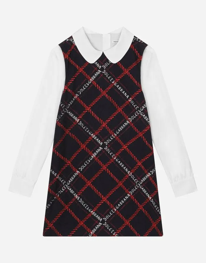 Dolce and Gabbana Dresses Children Longsleeved Tartanprint Dress Multicolor