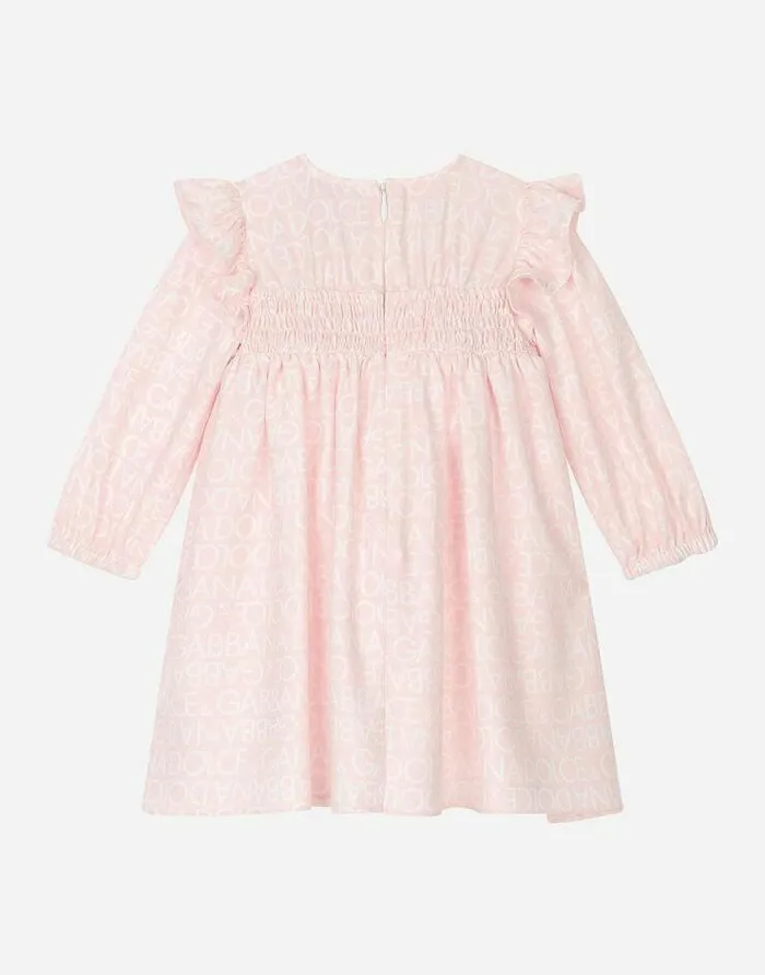 Dolce and Gabbana Dresses Children Longsleeved Viyella Dress With Allover Logoprint Pink Dolce and Gabbana Dresses Children Longsleeved Viyella Dress With Allover Logoprint Pink