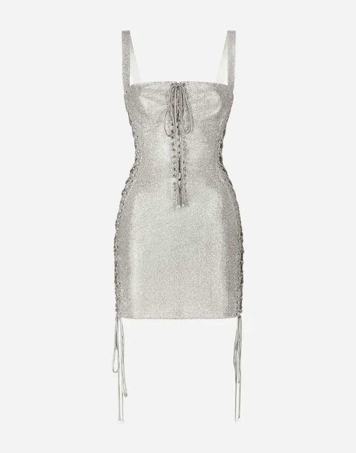 Dolce and Gabbana Dresses Women KIM DOLCEandGABBANA Crystal Mesh Minidress With Laces And Eyelets Multicolor Dolce and Gabbana Dresses Women KIM DOLCEandGABBANA Crystal Mesh Minidress With Laces And Eyelets Multicolor