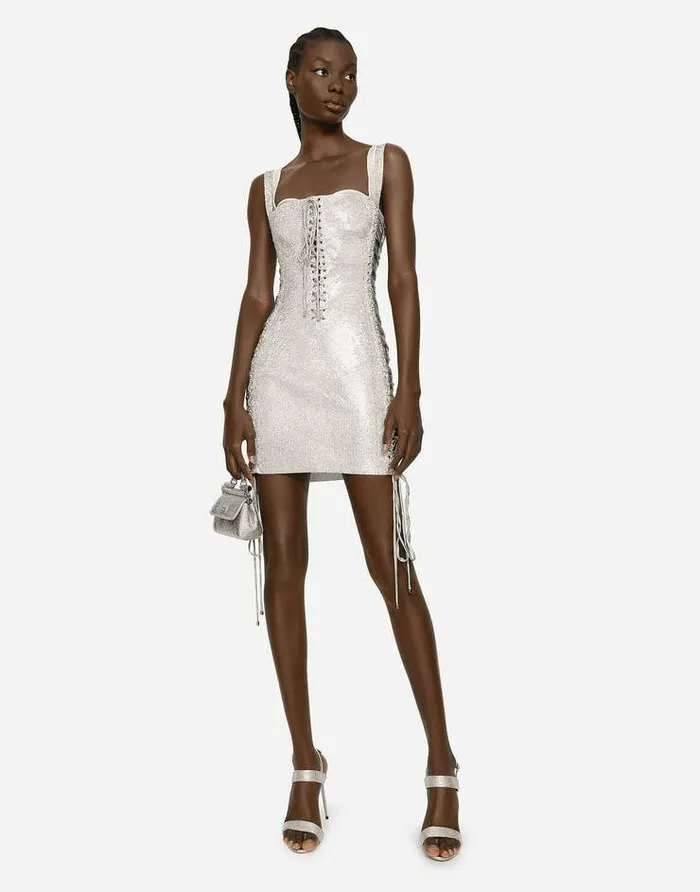 Dolce and Gabbana Dresses Women KIM DOLCEandGABBANA Crystal Mesh Minidress With Laces And Eyelets Multicolor Dolce and Gabbana Dresses Women KIM DOLCEandGABBANA Crystal Mesh Minidress With Laces And Eyelets Multicolor