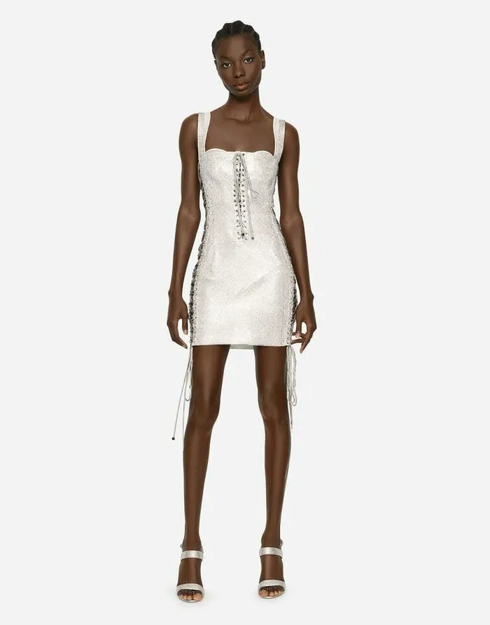 Dolce and Gabbana Dresses Women KIM DOLCEandGABBANA Crystal Mesh Minidress With Laces And Eyelets Multicolor Dolce and Gabbana Dresses Women KIM DOLCEandGABBANA Crystal Mesh Minidress With Laces And Eyelets Multicolor