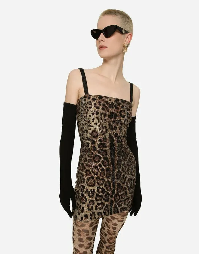 Dolce and Gabbana Dresses Women Leopardprint Jersey Minidress With Fusible Rhinestones Multicolor Dolce and Gabbana Dresses Women Leopardprint Jersey Minidress With Fusible Rhinestones Multicolor
