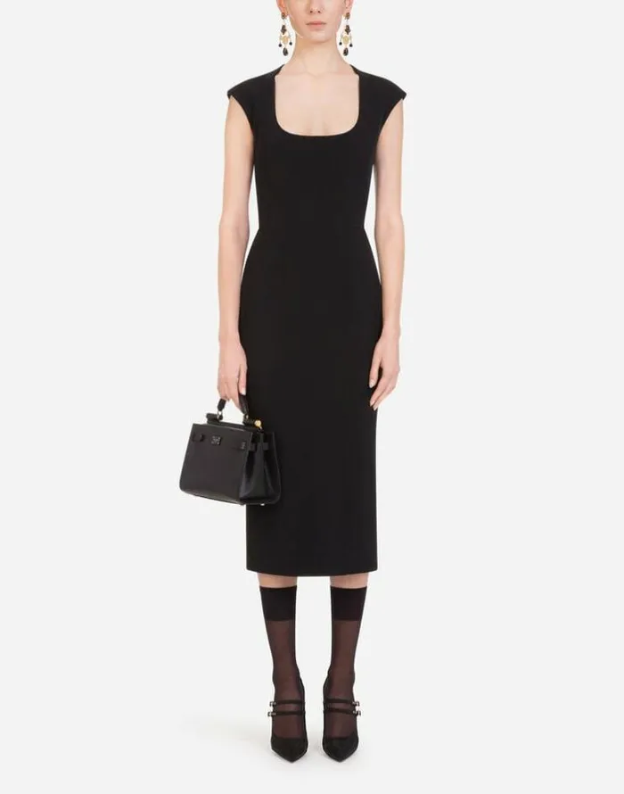 Dolce and Gabbana Dresses Women Longuette Dress In Cady Black Dolce and Gabbana Dresses Women Longuette Dress In Cady Black