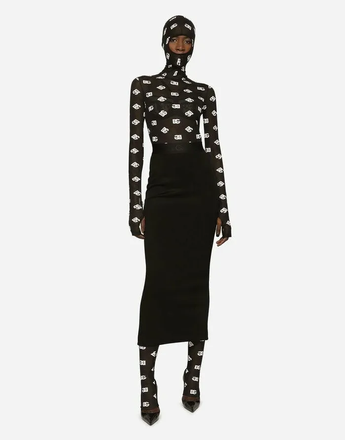 Dolce and Gabbana Dresses Women Marquisette Jumpsuit With Hood And Logo Print Multicolor Dolce and Gabbana Dresses Women Marquisette Jumpsuit With Hood And Logo Print Multicolor
