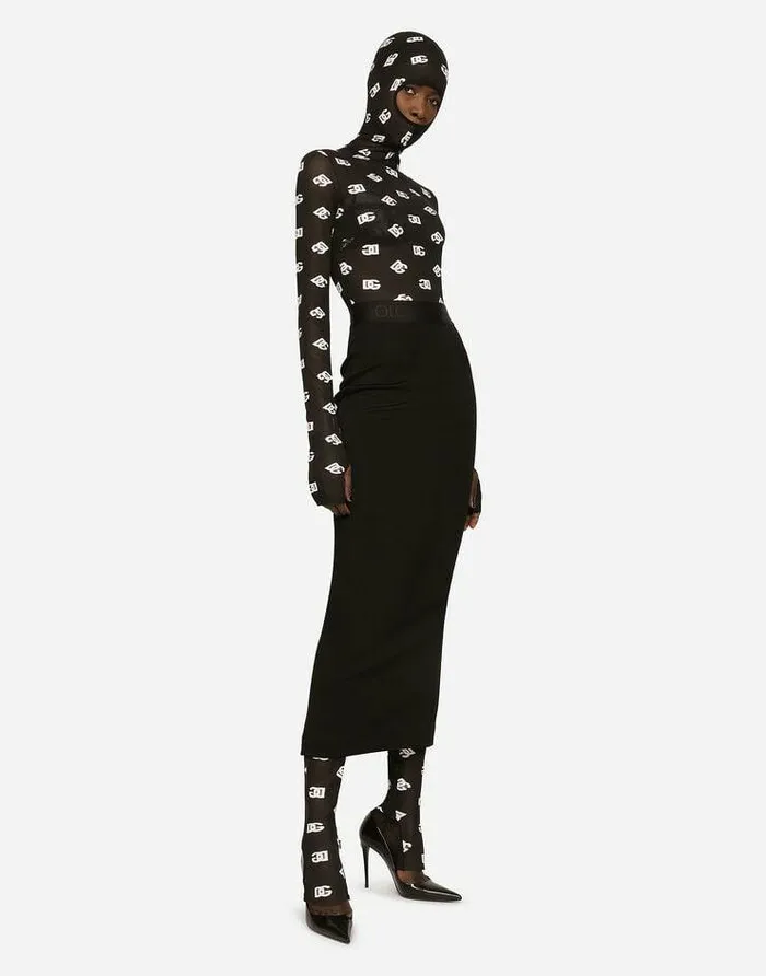 Dolce and Gabbana Dresses Women Marquisette Jumpsuit With Hood And Logo Print Multicolor Dolce and Gabbana Dresses Women Marquisette Jumpsuit With Hood And Logo Print Multicolor