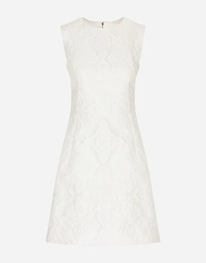 Dolce and Gabbana Dresses Women Short Brocade Dress White