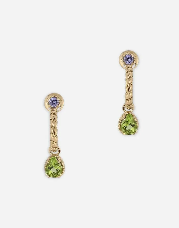Dolce and Gabbana Earrings Women 18 Kt Yellow Gold Earrings With Multicolor Fine Gemstones Yellow Gold Dolce and Gabbana Earrings Women 18 Kt Yellow Gold Earrings With Multicolor Fine Gemstones Yellow Gold