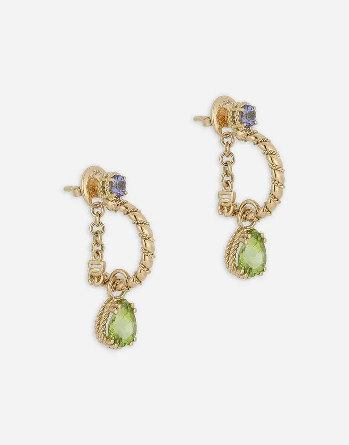 Dolce and Gabbana Earrings Women 18 Kt Yellow Gold Earrings With Multicolor Fine Gemstones Yellow Gold Dolce and Gabbana Earrings Women 18 Kt Yellow Gold Earrings With Multicolor Fine Gemstones Yellow Gold