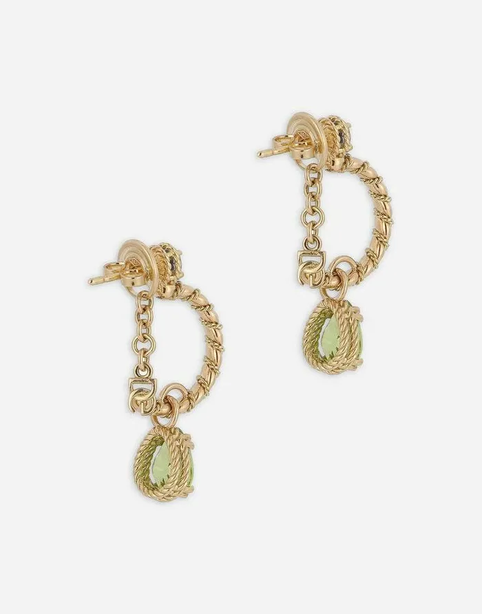 Dolce and Gabbana Earrings Women 18 Kt Yellow Gold Earrings With Multicolor Fine Gemstones Yellow Gold Dolce and Gabbana Earrings Women 18 Kt Yellow Gold Earrings With Multicolor Fine Gemstones Yellow Gold