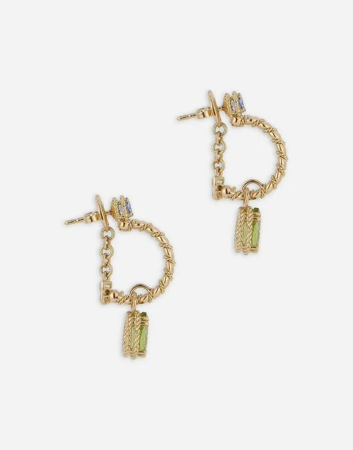 Dolce and Gabbana Earrings Women 18 Kt Yellow Gold Earrings With Multicolor Fine Gemstones Yellow Gold Dolce and Gabbana Earrings Women 18 Kt Yellow Gold Earrings With Multicolor Fine Gemstones Yellow Gold