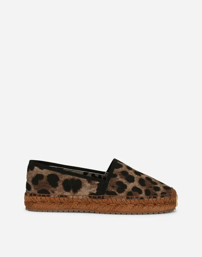Dolce and Gabbana Flat Women Leopardprint Fabric Espadrilles Animal Print