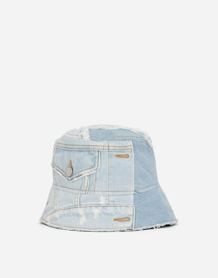 Dolce and Gabbana Hats And Gloves Men Denim Patchwork Bucket Hat Multicolor