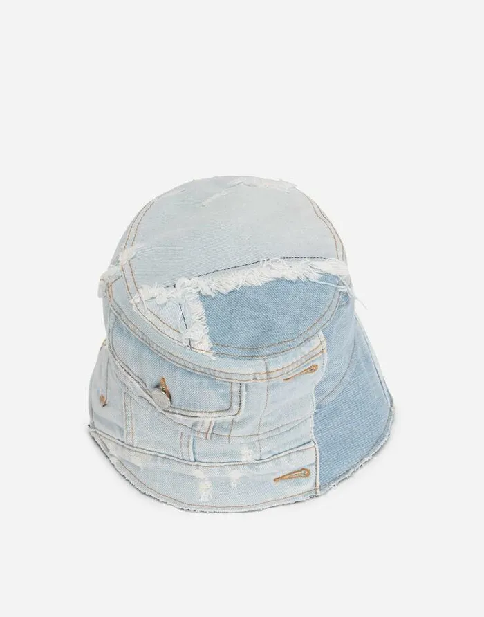 Dolce and Gabbana Hats And Gloves Men Denim Patchwork Bucket Hat Multicolor Dolce and Gabbana Hats And Gloves Men Denim Patchwork Bucket Hat Multicolor