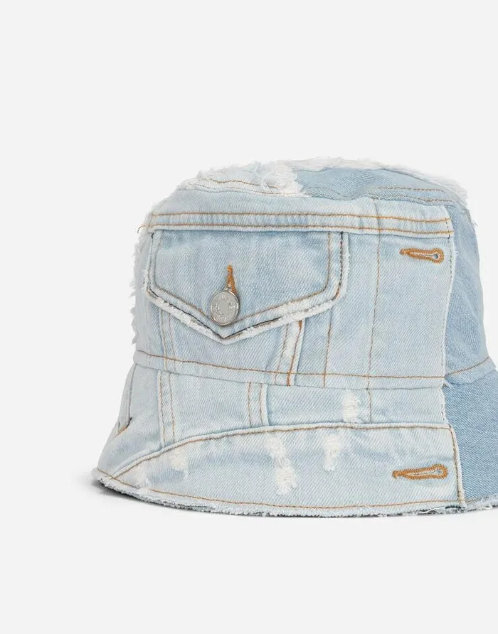 Dolce and Gabbana Hats And Gloves Men Denim Patchwork Bucket Hat Multicolor Dolce and Gabbana Hats And Gloves Men Denim Patchwork Bucket Hat Multicolor