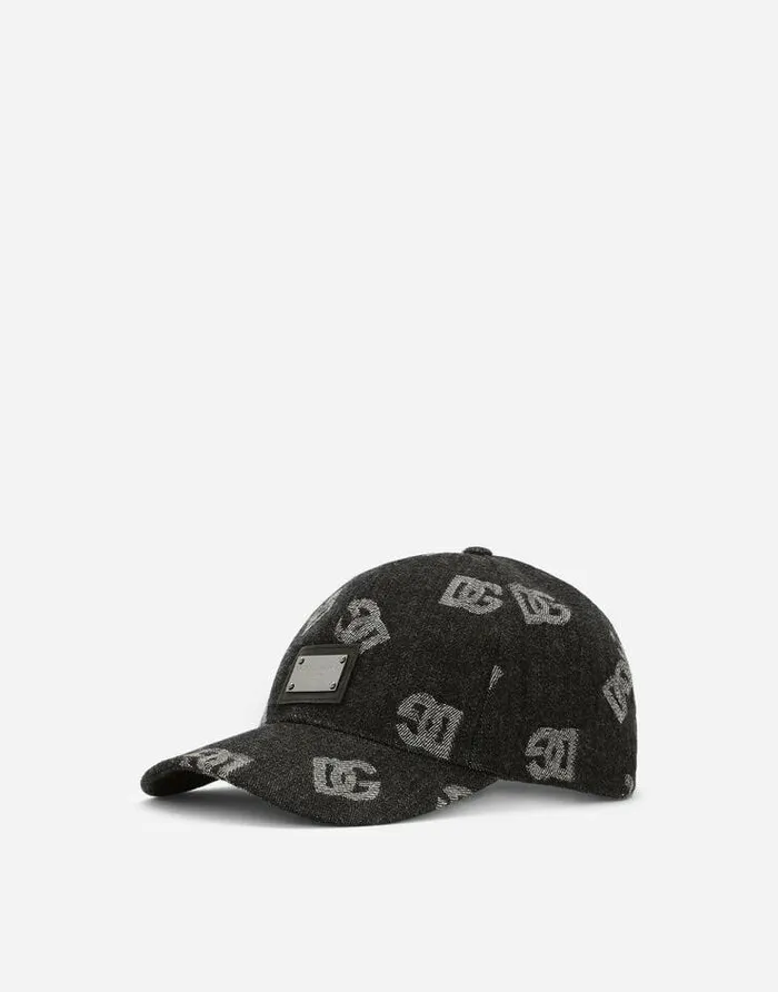 Dolce and Gabbana Hats And Gloves Men Jacquard Baseball Cap With DG Monogram Blue Dolce and Gabbana Hats And Gloves Men Jacquard Baseball Cap With DG Monogram Blue