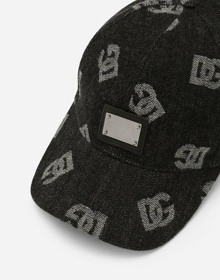 Dolce and Gabbana Hats And Gloves Men Jacquard Baseball Cap With DG Monogram Blue Dolce and Gabbana Hats And Gloves Men Jacquard Baseball Cap With DG Monogram Blue