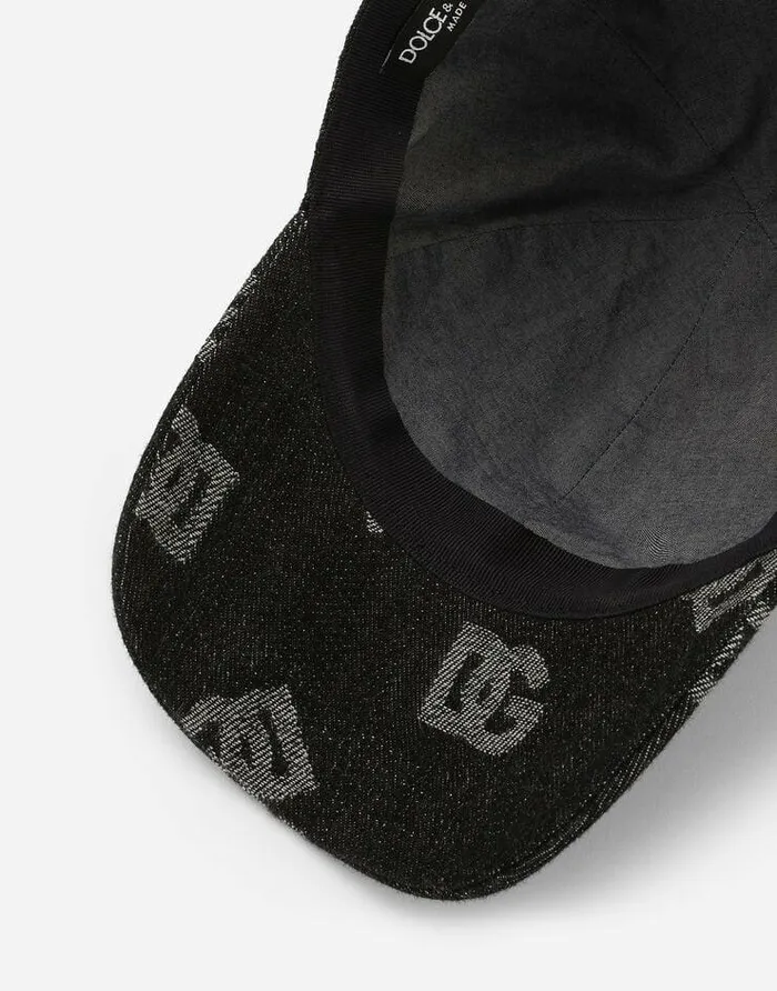 Dolce and Gabbana Hats And Gloves Men Jacquard Baseball Cap With DG Monogram Blue Dolce and Gabbana Hats And Gloves Men Jacquard Baseball Cap With DG Monogram Blue