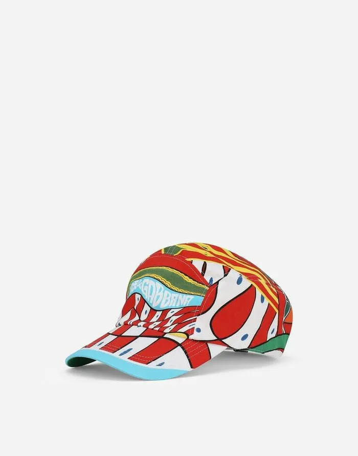 Dolce and Gabbana Hats And Gloves Women Carrettoprint Baseball Cap Azure