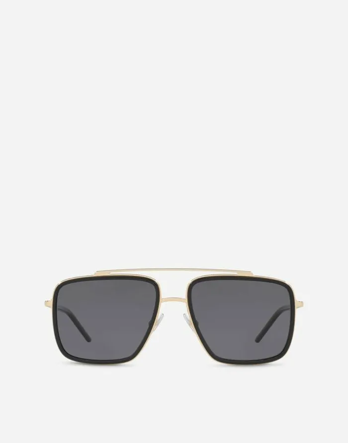 Dolce and Gabbana Icons Men Madison Sunglasses Shiny Gold And Shiny Black