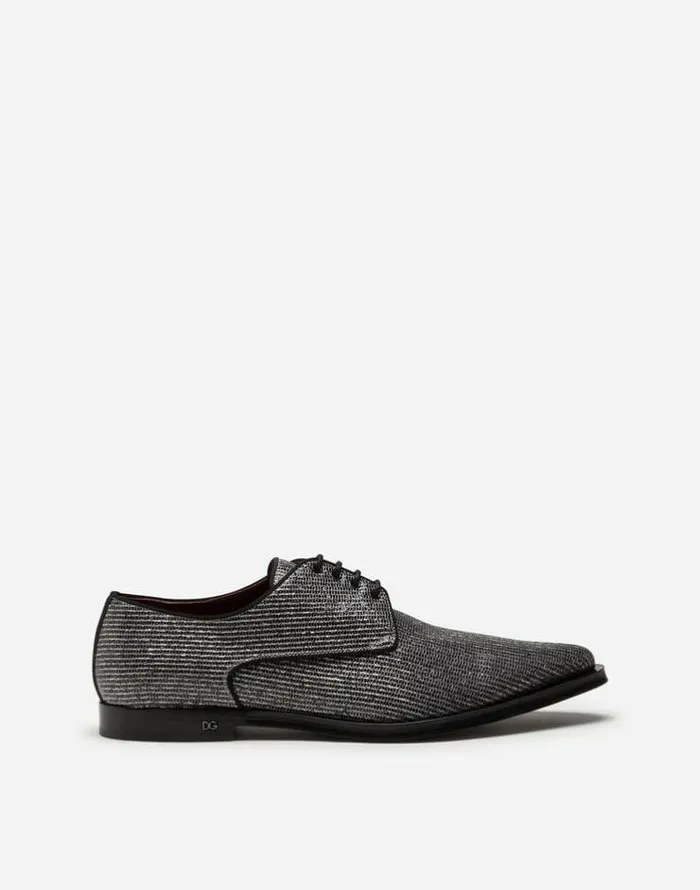 Dolce and Gabbana LaceUps Men Derby In Luxor Blacksilver