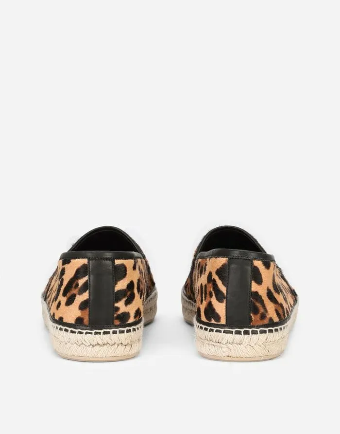 Dolce and Gabbana Loafers And Moccasins Men Leopardprint Pony Hair Espadrilles With Branded Plate Multicolor Dolce and Gabbana Loafers And Moccasins Men Leopardprint Pony Hair Espadrilles With Branded Plate Multicolor