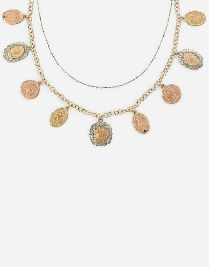 Dolce and Gabbana Necklaces Women Sicily Necklace In Yellow Red And White 18kt Gold With Medals Multicolor Dolce and Gabbana Necklaces Women Sicily Necklace In Yellow Red And White 18kt Gold With Medals Multicolor