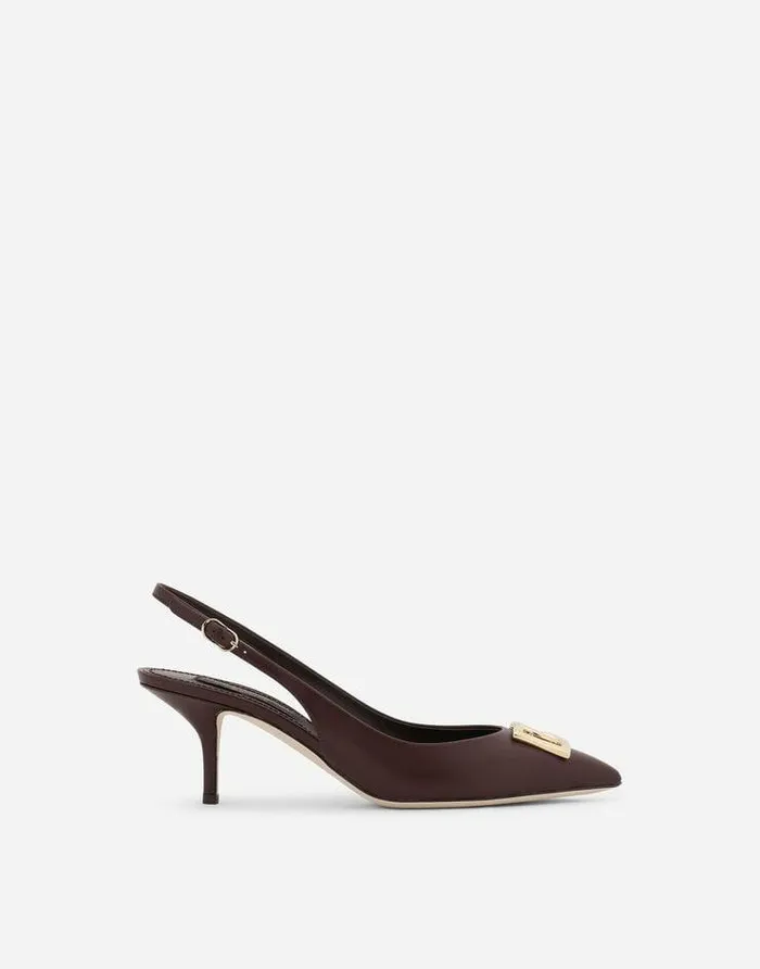 Dolce and Gabbana Pumps And Slingback Women Calfskin Slingbacks With DG Logo Bordeaux Dolce and Gabbana Pumps And Slingback Women Calfskin Slingbacks With DG Logo Bordeaux