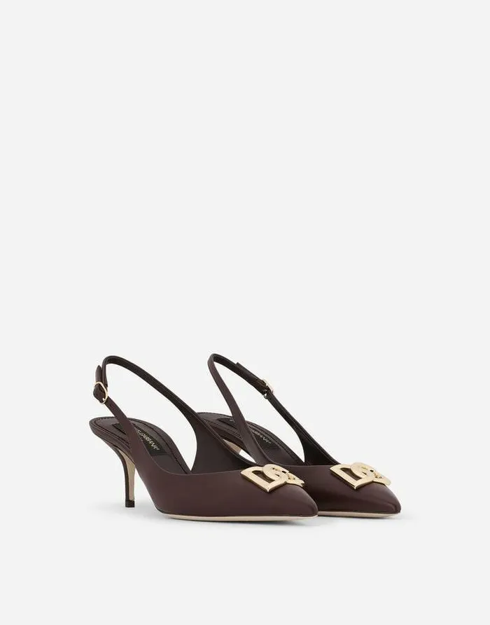 Dolce and Gabbana Pumps And Slingback Women Calfskin Slingbacks With DG Logo Bordeaux Dolce and Gabbana Pumps And Slingback Women Calfskin Slingbacks With DG Logo Bordeaux