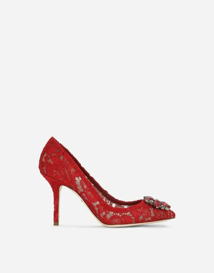 Dolce and Gabbana Pumps And Slingback Women Lace Rainbow Pumps With Brooch Detailing Red Dolce and Gabbana Pumps And Slingback Women Lace Rainbow Pumps With Brooch Detailing Red