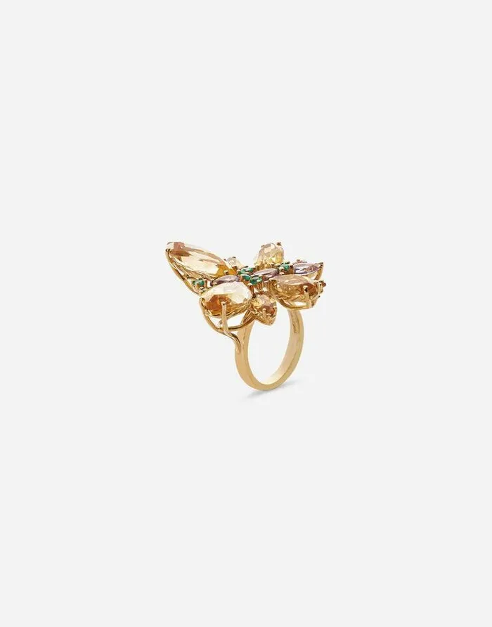 Dolce and Gabbana Rings Women Spring Ring In Yellow 18kt Gold With Citrine Butterfly Gold Dolce and Gabbana Rings Women Spring Ring In Yellow 18kt Gold With Citrine Butterfly Gold