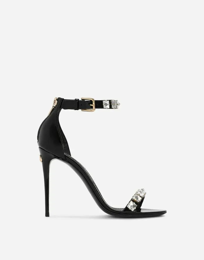 Dolce and Gabbana Sandals And Wedges Women Polished Calfskin Sandals With Rhinestones Multicolor Dolce and Gabbana Sandals And Wedges Women Polished Calfskin Sandals With Rhinestones Multicolor