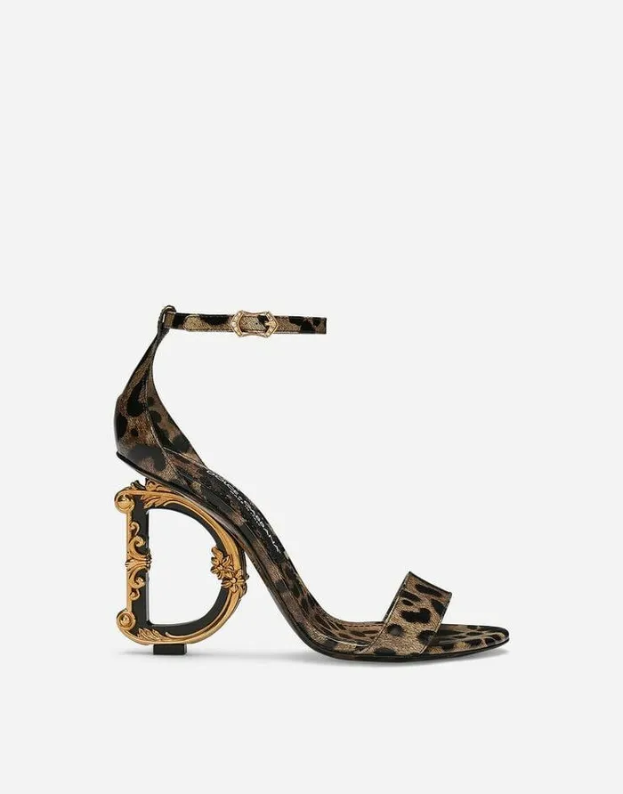 Dolce and Gabbana Sandals And Wedges Women Printed Polished Calfskin Baroque DG Sandals Animal Print Dolce and Gabbana Sandals And Wedges Women Printed Polished Calfskin Baroque DG Sandals Animal Print