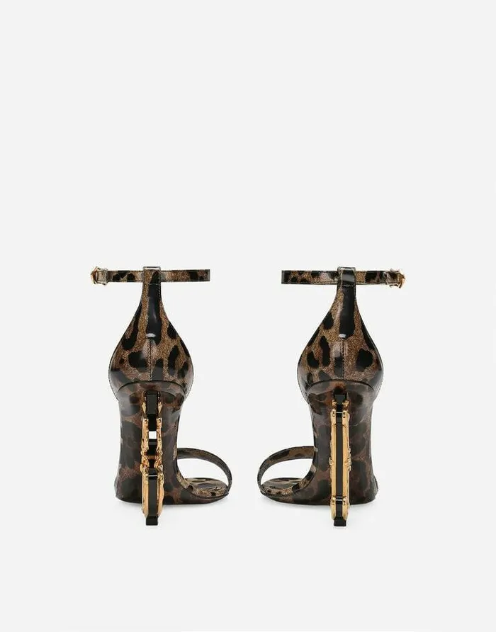 Dolce and Gabbana Sandals And Wedges Women Printed Polished Calfskin Baroque DG Sandals Animal Print Dolce and Gabbana Sandals And Wedges Women Printed Polished Calfskin Baroque DG Sandals Animal Print