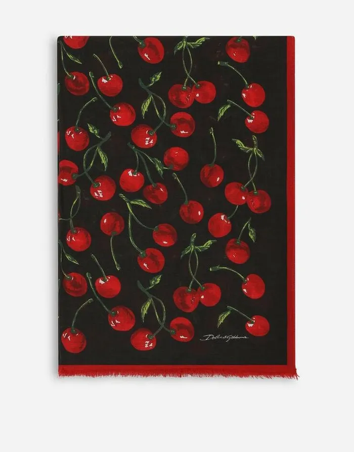 Dolce and Gabbana Scarves And Silks Women Cherryprint Cashmere And Modal Scarf 135215200 Multicolor Dolce and Gabbana Scarves And Silks Women Cherryprint Cashmere And Modal Scarf 135215200 Multicolor
