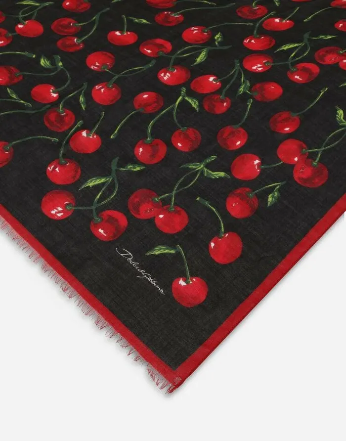 Dolce and Gabbana Scarves And Silks Women Cherryprint Cashmere And Modal Scarf 135215200 Multicolor Dolce and Gabbana Scarves And Silks Women Cherryprint Cashmere And Modal Scarf 135215200 Multicolor