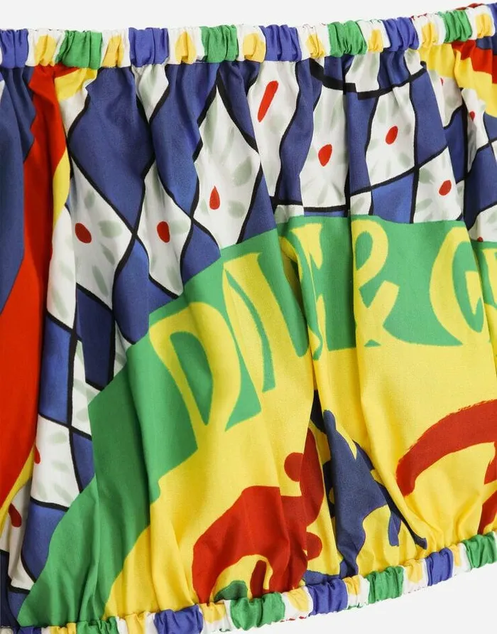 Dolce and Gabbana Shirts And Tops Women Carrettoprint Poplin Crop Top Multicolor Dolce and Gabbana Shirts And Tops Women Carrettoprint Poplin Crop Top Multicolor