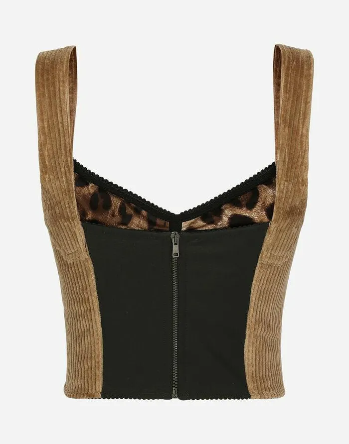 Dolce and Gabbana Shirts And Tops Women Corduroy Corset Top Beige Dolce and Gabbana Shirts And Tops Women Corduroy Corset Top Beige