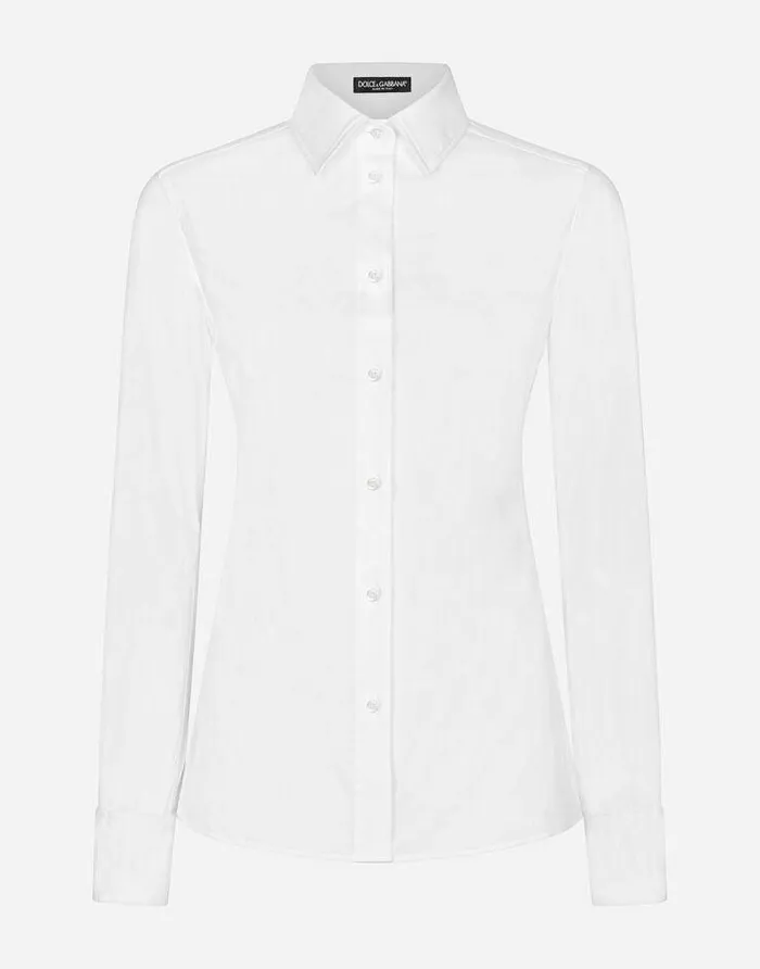 Dolce and Gabbana Shirts And Tops Women Stretch Poplin Shirt White