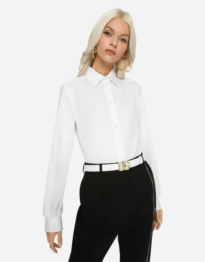 Dolce and Gabbana Shirts And Tops Women Stretch Poplin Shirt White Dolce and Gabbana Shirts And Tops Women Stretch Poplin Shirt White