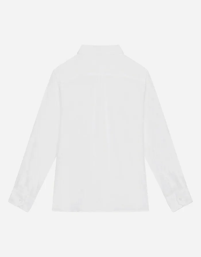 Dolce and Gabbana Shirts Children Linen Shirt With DG Embroidery White Dolce and Gabbana Shirts Children Linen Shirt With DG Embroidery White
