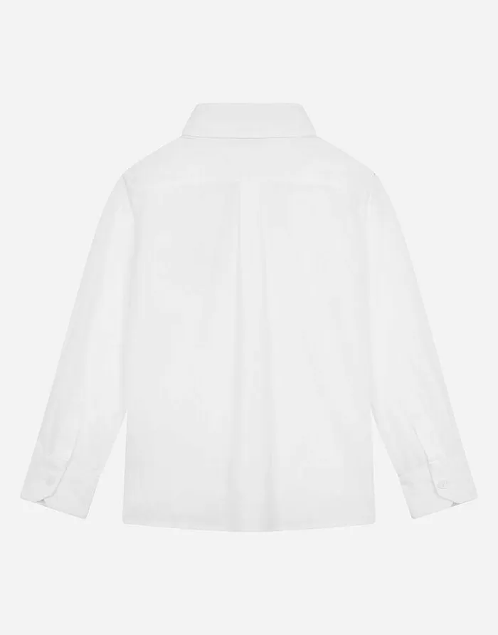 Dolce and Gabbana Shirts Children Poplin Shirt With Bee Embellishment White Dolce and Gabbana Shirts Children Poplin Shirt With Bee Embellishment White