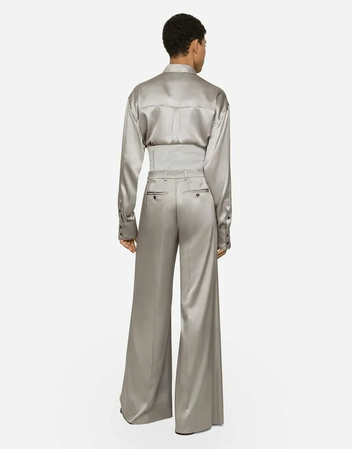 Dolce and Gabbana Shirts Men Oversize Silk Shirt Grey Dolce and Gabbana Shirts Men Oversize Silk Shirt Grey