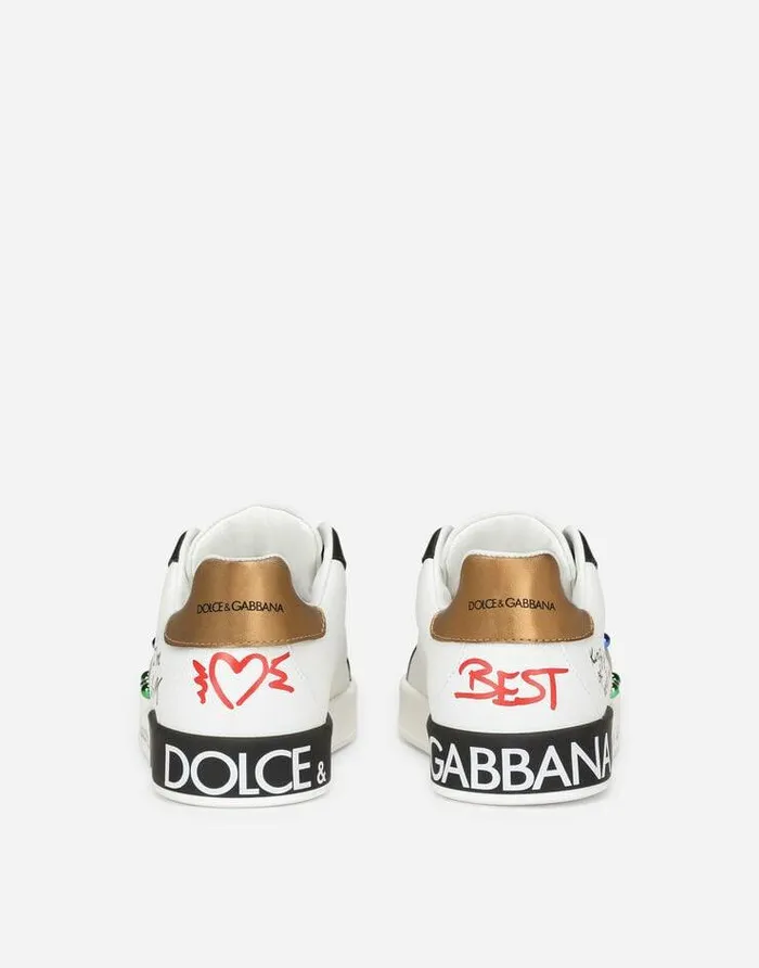 Dolce and Gabbana Shoes 2438 Children Calfskin Portofino DG King Sneakers Multicolor Dolce and Gabbana Shoes 2438 Children Calfskin Portofino DG King Sneakers Multicolor