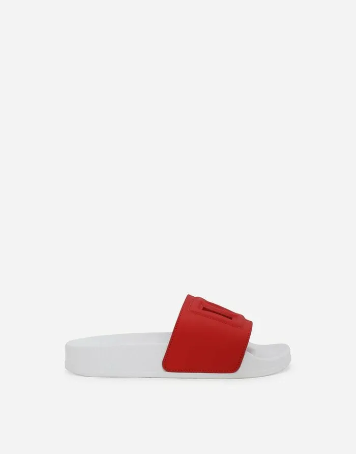 Dolce and Gabbana Shoes 2438 Children Leather DG Millennials Sliders Red