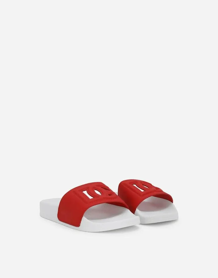 Dolce and Gabbana Shoes 2438 Children Leather DG Millennials Sliders Red Dolce and Gabbana Shoes 2438 Children Leather DG Millennials Sliders Red