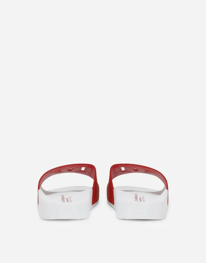 Dolce and Gabbana Shoes 2438 Children Leather DG Millennials Sliders Red Dolce and Gabbana Shoes 2438 Children Leather DG Millennials Sliders Red