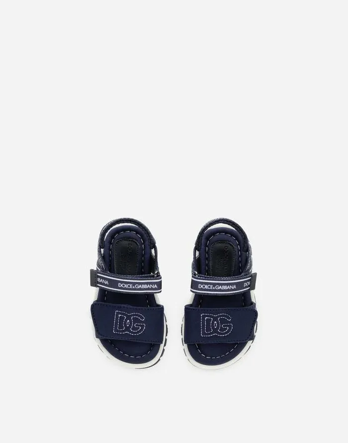 Dolce and Gabbana Shoes For First Steps 1926 Children Technical Fabric Sandals With DG Logo Multicolor Dolce and Gabbana Shoes For First Steps 1926 Children Technical Fabric Sandals With DG Logo Multicolor